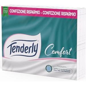 Zakdoeken Tenderly Comfort, 30 verpakkingen met 9 zakdoeken met 4-laags, zacht en duurzaam, ideaal bij verkoudheid, dermatologisch getest, 100% Made in Italy