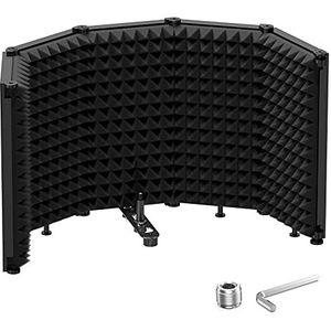 Moukey Microfoon Isolatie Shield, Professionele Isolatie Opvouwbare 5 Pagina's Hoge Dichtheid Absorberend Geluidsbestendig Schuim voor Blauwe Yeti Condensator Mic Opname Apparatuur, 75X32.5X3CM