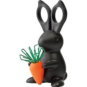 Unbekannt QL10115-BK Bureauset Desk Bunny, schaar en papercliphouder, kunststof zwart oranje,