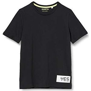 Sanetta Jongensshirt, Athleisure shirt, zwart, pyjama-bovenstuk, Super zwart, 140 cm