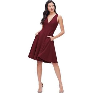 Dress the Population womens Catalina Solid Sleeveless Fit & Flare Midi Dress, Burgundy, X-Small US