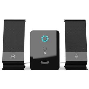 Mobility Lab ML314006 – PC 2.1 multimedia luidspreker – rijk geluid, krachtige bas, geïntegreerde volumeknop, bekabelde USB-aansluiting en jack – compatibel met macOS en Windows – zwart