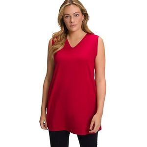 Ulla Popken Dames top, V-hals, relaxed, mouwloos, katoenen T-shirt, papaver, 54/56 NL