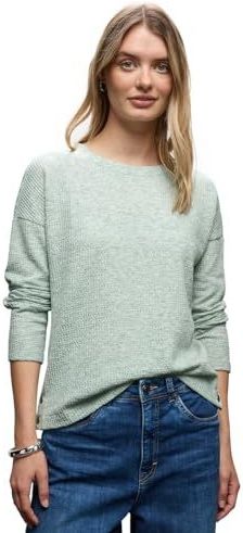 Street One Dames Shirt met structuur en knopen in Groen, in size: 34