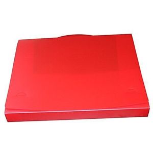 EXXO by HFP 36546 Documenten-/verzameldoos A4 met handvat, 325 x 260 x 32 mm, transparant rood