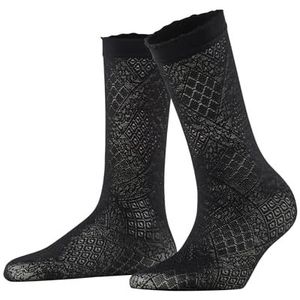 FALKE Dames Sokken Ultra Romantic W SO Transparent Gedessineerd 1 Paar, Zwart (Black 3009), 35-38