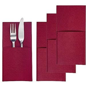 Westmark Bestekzakjes Cozy – set van 4 bestekzakjes, elegante bestekzakjes als tafeldecoratie, ideaal voor de eettafel thuis of in restaurants – polyester, rood