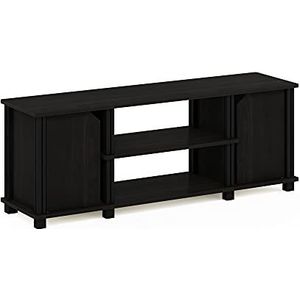 Furinno Standaard, tv-unit, entertainmentcentrum met planken en opslag, ontworpen hout, espresso/zwart, 111,3 (B) x 40,6 (H) x 29,7 (D) cm