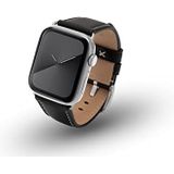 JT Berlin Charlie horlogeband voor Apple Watch 49 mm/45 mm/44 mm/42 mm lederen band [Watch Ultra, Watch SE, Serie 8/7 / 6/5 / 4/3 / 2/1, aluminium sluiting] zwart/zilver, Zwart/Zilver, Klassiek
