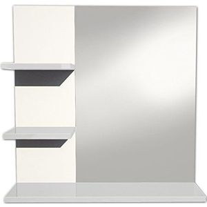 Berlioz Créations Mm witte badkamerzuil, 60 x 60 x 16 cm, 3 planken en 1 spiegel, 100% Franse productie