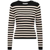 ONLY Onlibi Ls Stripe Button O-Neck Cc KNT Trui voor dames, Zwart/Stripes: whitecap grijs gemêleerd, XL