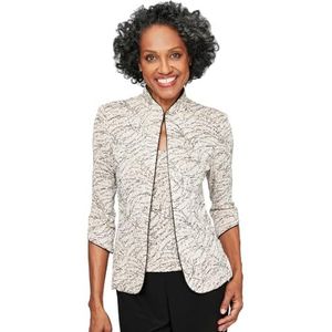 Alex Evenings Tanktop en jas met mandarijnhals en twinset, klein, regular dameshemd, Beige, S