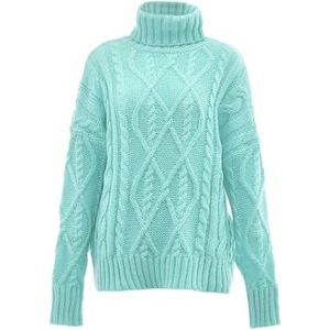 myMo Dames coltrui, trendy gestructureerde pullover polyester mint maat M/L, munt, M