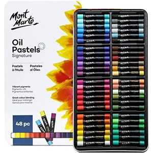 Mont Marte Oliepastel Set – 48 Stuks – Zachte Oliepastels Krijt – Intensieve Kleuren, Hoge Pigmentatie – Ideaal voor Schilderen en Tekenen