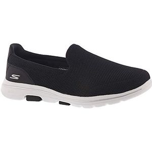 Skechers GO WALK 5 dames sneaker Low-Top Trainer, Zwart Zwart Zwart Textile White Trim Bkw, 38 EU