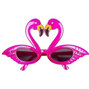 Boland - Partybril Flamingo, volwassenen, dames, roze, plastic, leuke bril, zonder sterkte, zonnebril, fout feest, tuinfeest, accessoire, themafeest, carnaval