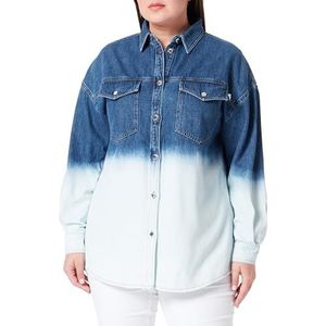 Love Moschino Dames Long-Sleeved Shirt, Degrade Blue Denim, 46, Degrade Blue Denim, 46