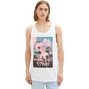 TOM TAILOR Denim Tanktop voor heren met zomerprint, 12906 - Wool White, XS