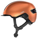 ABUS Urban-helm HUD-Y - magnetisch, oplaadbaar LED-achterlicht & magneetsluiting - coole fietshelm voor dagelijks gebruik - voor mannen en vrouwen - oranje, maat M