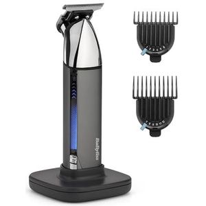 BaByliss Super X metalen baardtrimmer voor mannen, precisie-stoppel- en baardverzorgingsset, draadloos, waterdicht, geschenken voor mannen - zilver