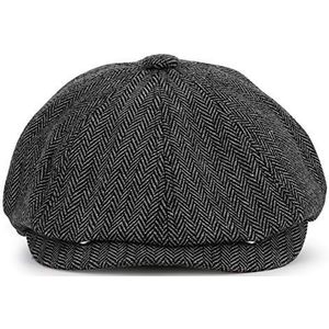 KeepSa Newsboy Cap Baker Boy Hat Flat Caps - 8 Panel Peaky Herringbone Tweed Gatsby Hat Ivy Irish Cap voor Mannen en Vrouwen, grijs, 60/61 cm