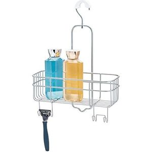iDesign Euro metalen hangende badkamer douche Caddy met draaibare haak, extra ruimte voor shampoo, conditioner, zeep, scheermesjes, luffa's, handdoeken, 28 x 11 x 37 cm, zilver