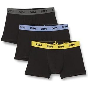 Dim Boxershorts voor heren, mix en kleuren, katoen, stretch, 6 stuks, Zwarte Geel/Blauw/Grijs Riem, L