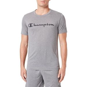 Champion Athletic C-Sport-S-s Crewneck T-shirt voor heren, Nero Melange/Bianco, M