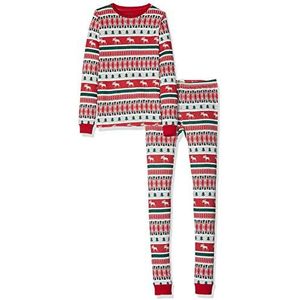 Hatley Jongenspyjama met lange mouwen en print, tweedelige pyjama, Rood (Winter Fair Isle 600), 3 Jaar