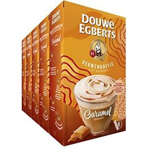 Douwe Egberts Oploskoffie Verwenkoffie Latte Caramel (40 Sachets - Instant Koffie) - 5 x 8 Zakjes