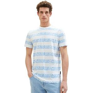 TOM TAILOR T-shirt voor heren, 32028 - White Blue Big Paisley Stripe, XXL