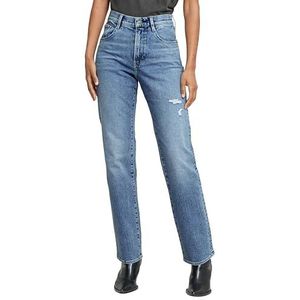 G-Star Raw Viktoria High Straight Damesjeans, Blauw (Faded Sea Point Blue Destroyed D23959-d930-h079), 32W X 32L