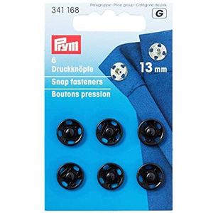 Prym 341168 - Drukknoppen, Zwart, 13 mm, Messing, 6 stuks