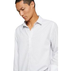 Koton Basic overhemd Classic Cuff kraag lange mouwen herenhemd, Wit patroon (0d0), S
