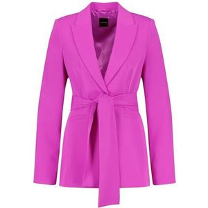 Taifun Dames stretch blazer met ceintuur lange mouwen, geknoopte armsplitten effen kleur, fuchsia, 44