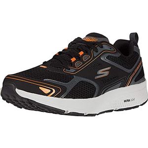 Skechers Gorun Consistent voor heren - prestatiegerichte atletische train-, hardloop-, wandel- en sportschoen met luchtgekoeld schuim, Zwart/Oranje, 43 EU X-breed