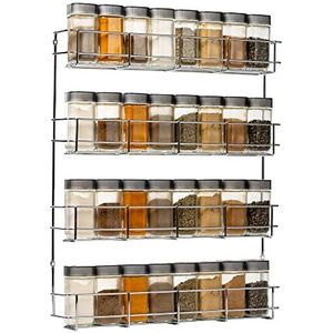 Kruidenrek Ophangbaar - voor 32 Kruidenpotjes - 4 etages Kruidenorganizer - 405x60x500mm - Metaal Chroom