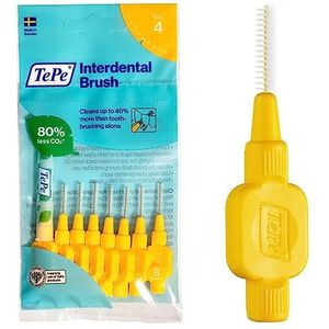 TePe Originele gele interdentale borstel (ISO-maat 4 0,7 mm) /Voor eenvoudige en grondige reiniging van interdentale ruimtes/ 1 interdentale borstel