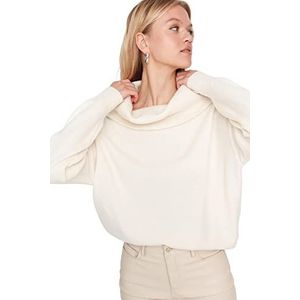 Trendyol Dames boothals Ajouré Regular Sweater Sweater, Ecru, M, Ecru, M