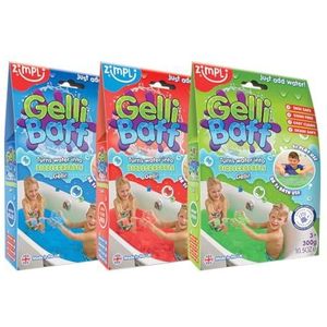 Zimpli Gelatine voor kinderen, 3 stuks, blauw/rood en groen, verandert water in dik en kleurrijk pluche, sensorisch badspeelgoed voor jongens en meisjes