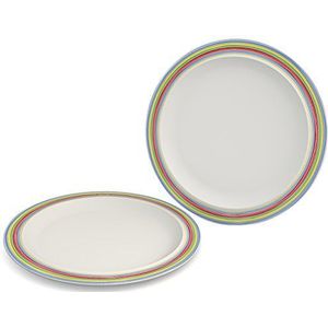 Ornamin Set van 2 platte borden Ø 22 cm Multi Melamine (model 503) / ontbijtbord, campingbord, herbruikbaar bord
