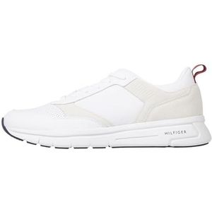 Tommy Hilfiger Modern Comfort Runner Mix Sneaker voor heren, Wit, 44 EU