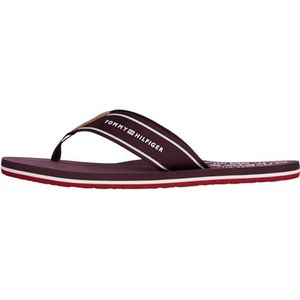Tommy Hilfiger Heren BEACH SANDAL FM0FM05621 Flip Flops, Rood (Deep Bourgondië), 5.5, Rood Diep Bordeaux, 39 EU