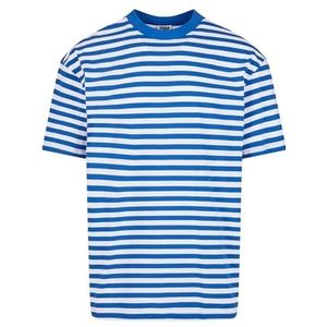 Urban Classics Heren T-shirt Regular Stripe Tee White/Royal 4XL, wit/royal, 4XL