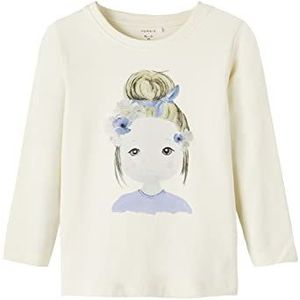 NAME IT Girl's NMFBERRY LS TOP shirt met lange mouwen, Buttercream, 104, Botercrème, 104 cm