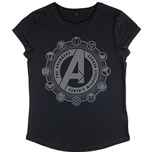 Marvel Classic - Avenger Emblems Women's Rolled-sleeve Black L