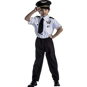 Dress Up America Deluxe pilotenkostuumset kinderen, wit en zwart, maat 3-4 jaar (taille: 66-71 hoogte: 91-99 cm)