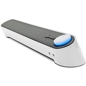 GOgroove PC-soundbar computerluidspreker: draagbare 2.0 stereoluidspreker met geïntegreerde audiopoorten, verlichte led-aan/uit-knop, USB-voeding, voor pc, computer