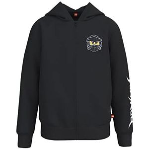 LEGO Jongen Ninjago Jungen Sweatshirt met volledige rits met hoodie LWStorm 100 vest trui, 995 zwart, 98