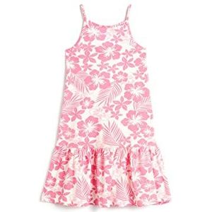 Koton Girls's Flower Bedrukte Thin Strappy Back Cut Out Detail Katoenen Jurk, Roze design (2d7), 5-6 jaar